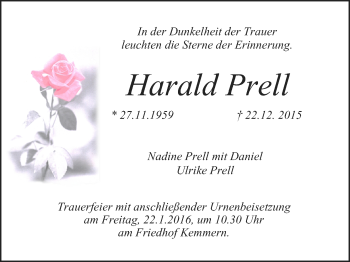 Anzeige von Harald Prell von MGO