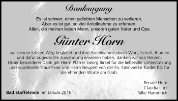 Anzeige von Günter Horn von MGO