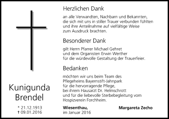Anzeige von Kunigunda Brendel von MGO