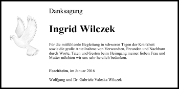 Anzeige von Ingrid Wilczek von MGO