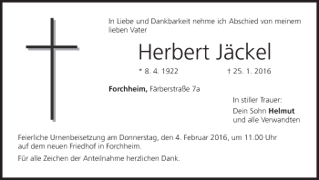 Anzeige von Herbert Jäckel von MGO