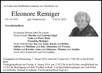 Anzeige von Eleonore Remiger von MGO