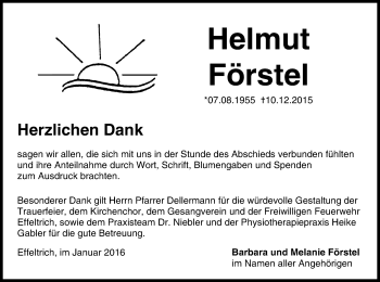 Anzeige von Helmut Förstel von MGO