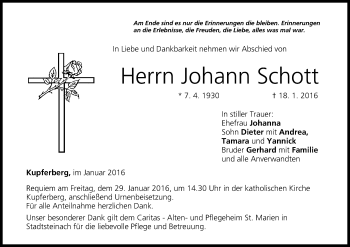 Anzeige von Johann Schott von MGO