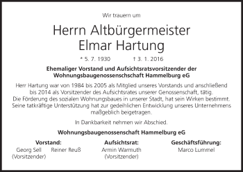 Anzeige von Elmar Hartung von MGO