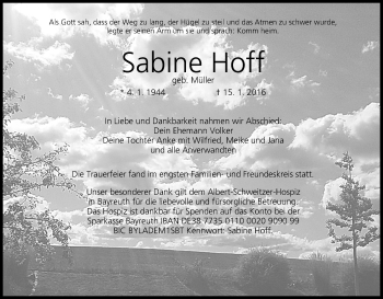 Anzeige von Sabine Hoff von MGO