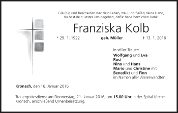 Anzeige von Franziska Kolb von MGO
