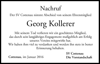 Anzeige von Georg Kollerer von MGO