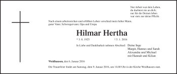 Anzeige von Hilmar Hertha von MGO