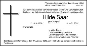 Anzeige von Hilde Saar von MGO