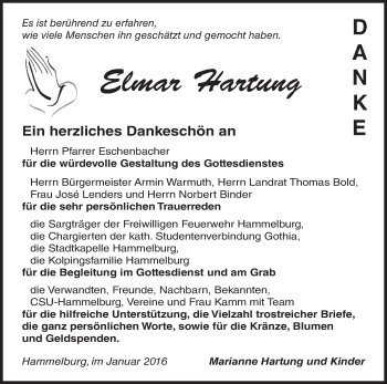 Anzeige von Elmar Hartung von MGO