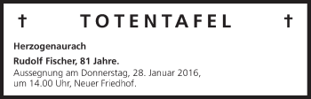 Anzeige von Totentafel vom 27.01.2016 von MGO