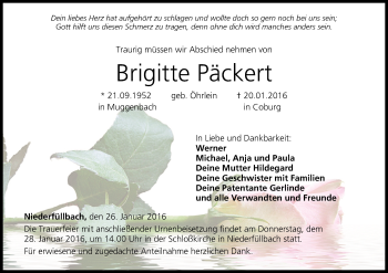 Anzeige von Brigitte Päckert von MGO
