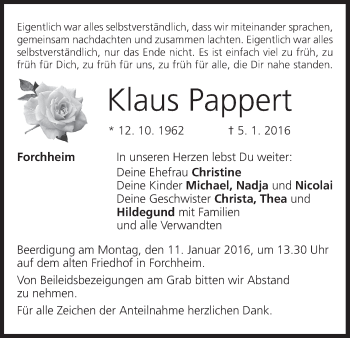 Anzeige von Klaus Pappert von MGO