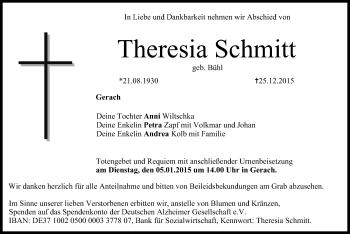 Anzeige von Theresia Schmitt von MGO