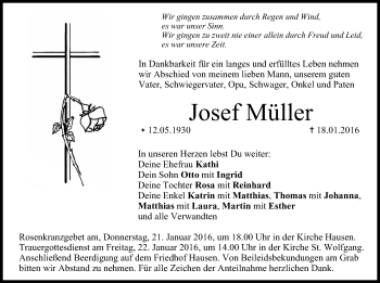 Anzeige von Josef Müller von MGO
