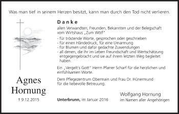 Anzeige von Agnes Hornung von MGO