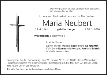 Anzeige von Maria Neubert von MGO