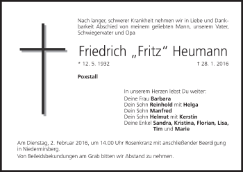 Anzeige von Friedrich Heumann von MGO