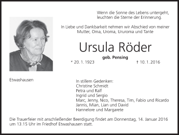 Anzeige von Ursula Röder von MGO