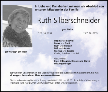 Anzeige von Ruth Silberschneider von MGO