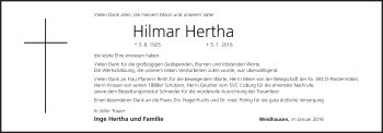 Anzeige von Hilmar Hertha von MGO
