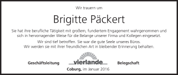 Anzeige von Brigitte Päckert von MGO