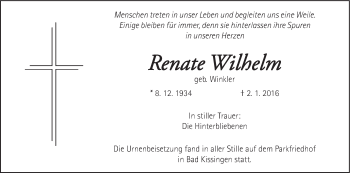 Anzeige von Renate Wilhelm von MGO
