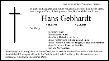 Anzeige von Hans Gebhardt von MGO