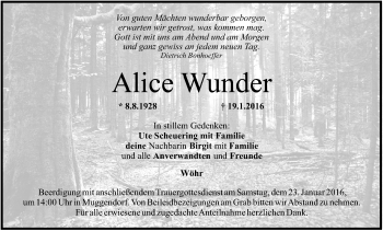 Anzeige von Alice Wunder von MGO