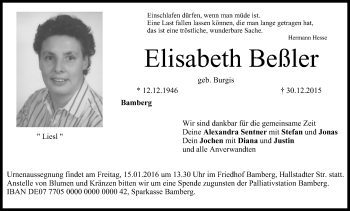 Anzeige von Elisabeth Beßler von MGO