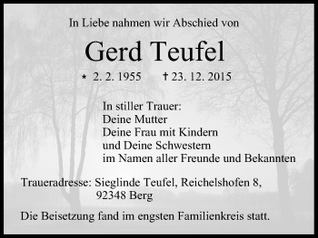Anzeige von Gerd Teufel von MGO
