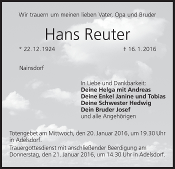 Anzeige von Hans Reuter von MGO