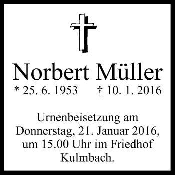 Anzeige von Norbert Müller von MGO
