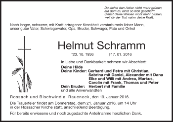 Anzeige von Helmut Schramm von MGO