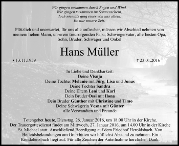 Anzeige von Hans Müller von MGO