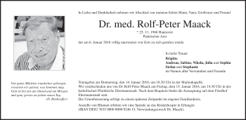 Anzeige von Rolf-Peter Maack von MGO