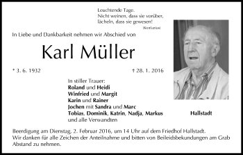 Anzeige von Karl Müller von MGO