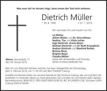 Anzeige von Dietrich Müller von MGO