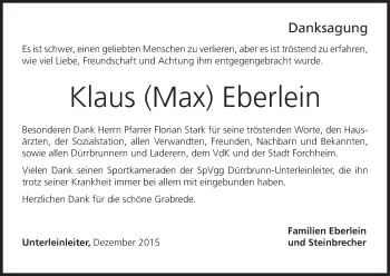 Anzeige von Klaus Eberlein von MGO