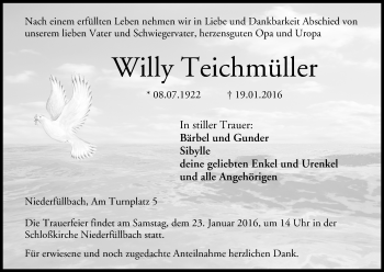 Anzeige von Willy Teichmüller von MGO