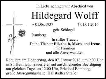 Anzeige von Hildegard Wolff von MGO
