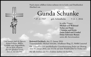 Anzeige von Gunda Schunke von MGO