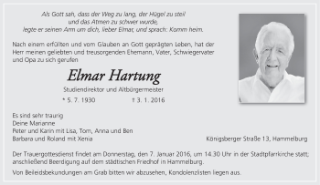 Anzeige von Elmar Hartung von MGO