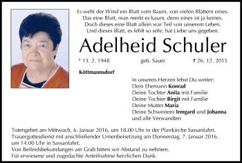 Anzeige von Adelheid Schuler von MGO