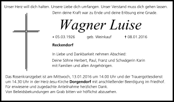 Anzeige von Wagner Luise von MGO