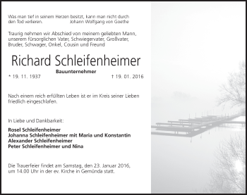 Anzeige von Richard Schleifenheimer von MGO