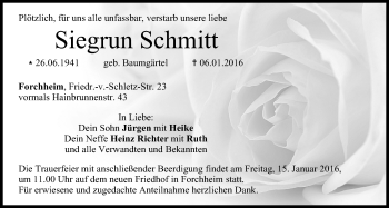 Anzeige von Siegrun Schmitt von MGO