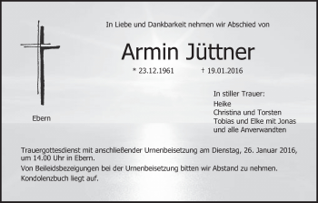 Anzeige von Armin Jüttner von MGO