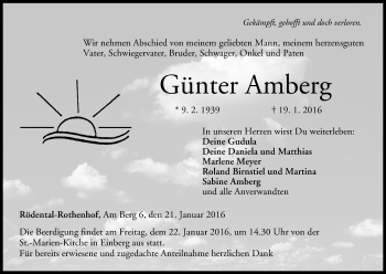 Anzeige von Günter Amberg von MGO